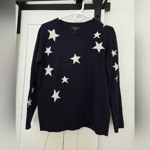 Banana Republic Italian Merino Wool Navy Blue/White Star Sweater (M)